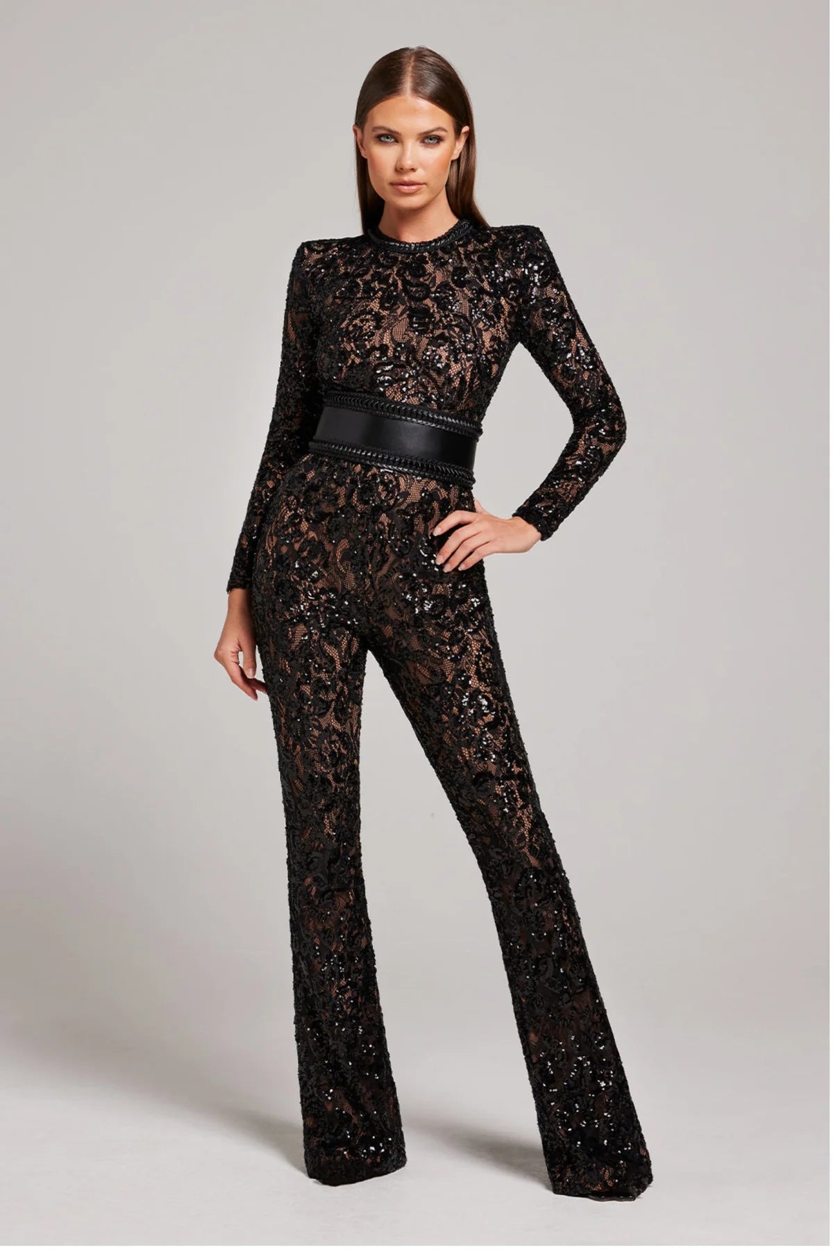Tyla® | Midnight Lace Elegance Jumpsuit