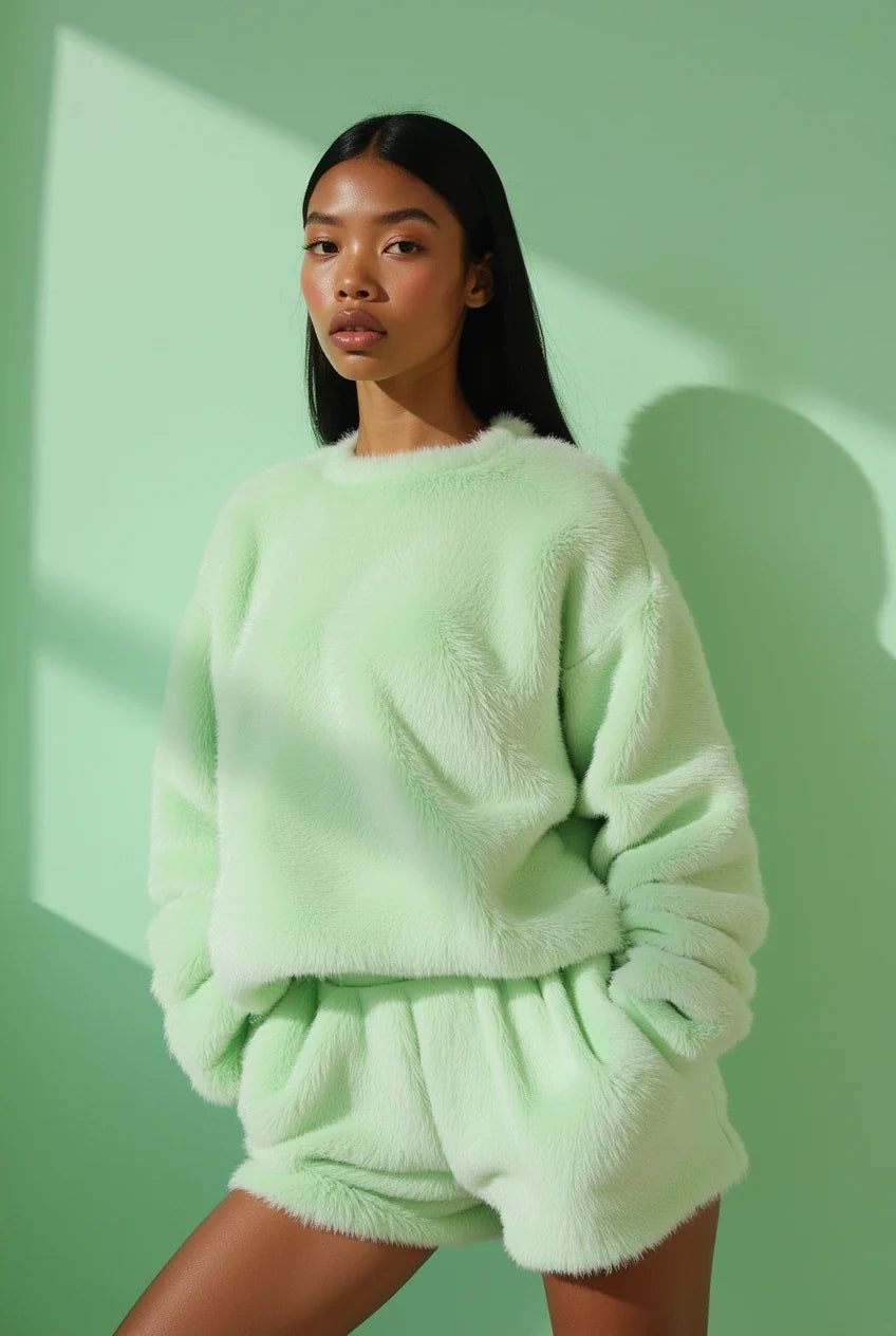 Premium Faux Fur Short Set – Weichheit mit Struktur