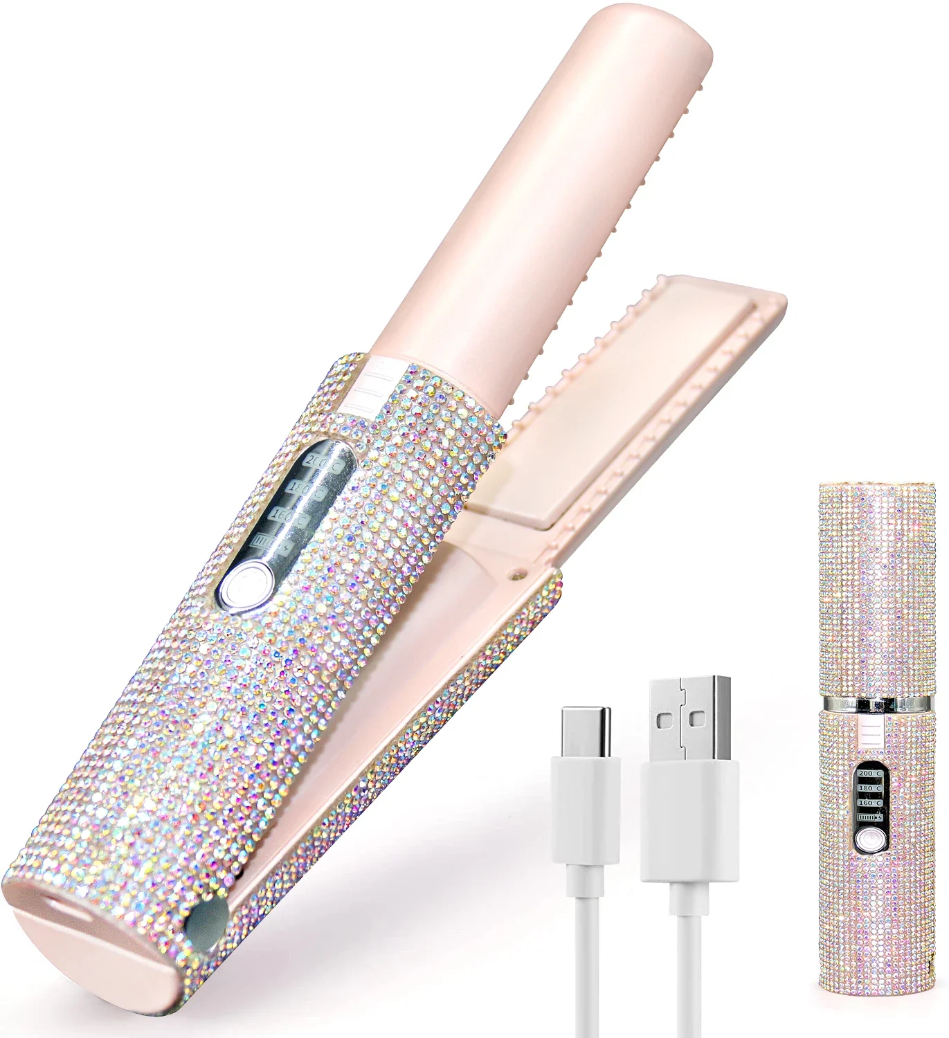 GlamDiamond 2-in-1 Wireless Hair Straightener &amp; Curler