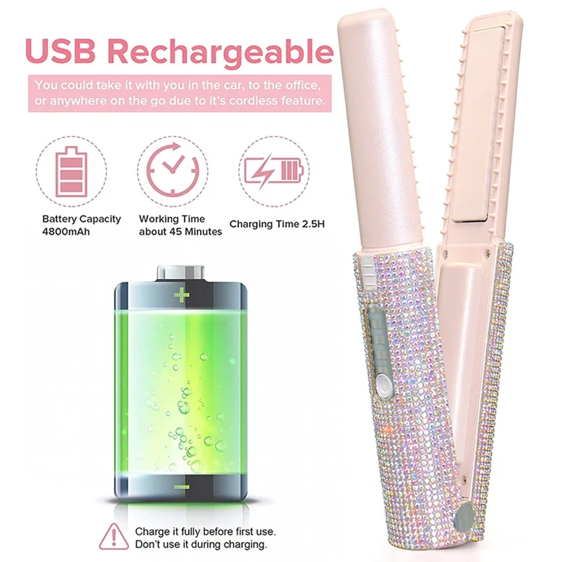 GlamDiamond 2-in-1 Wireless Hair Straightener &amp; Curler