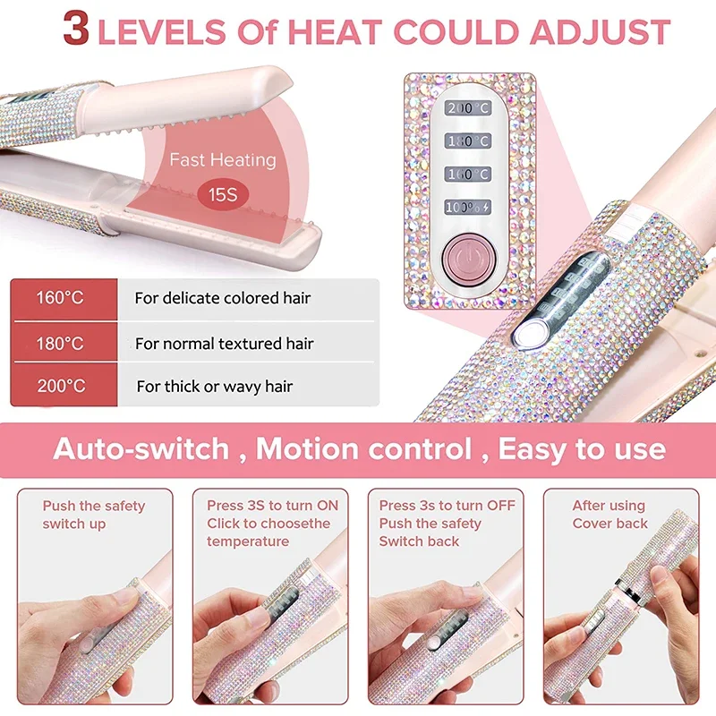 GlamDiamond 2-in-1 Wireless Hair Straightener &amp; Curler