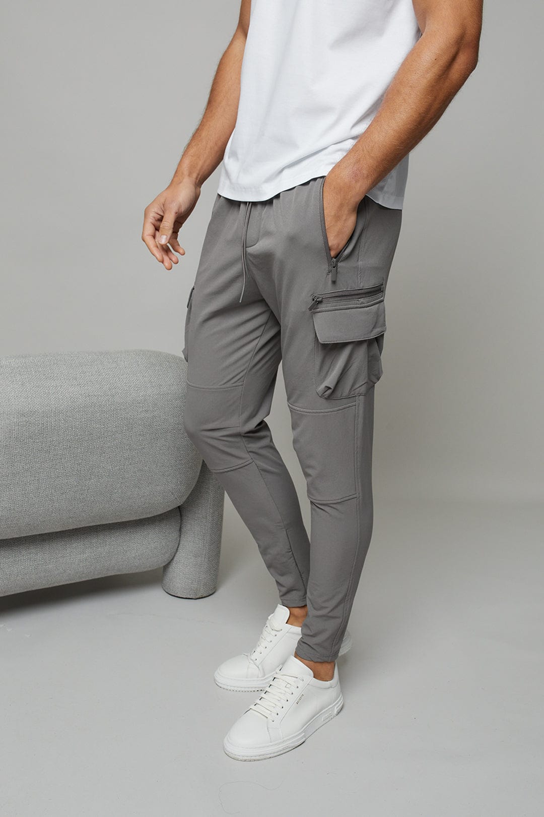 Mid Weight Nylon Cargo Pant - Light Grey