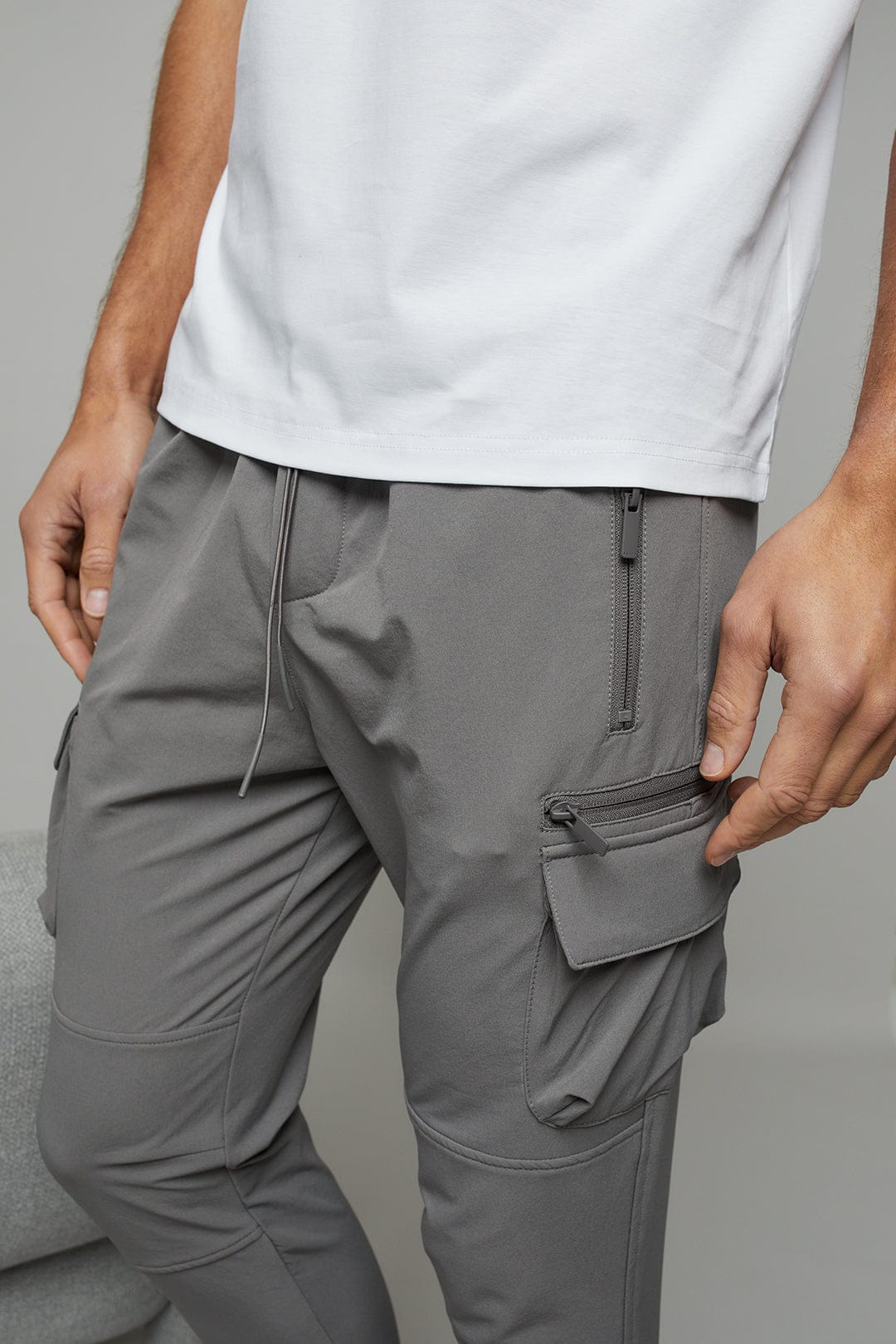 Mid Weight Nylon Cargo Pant - Light Grey
