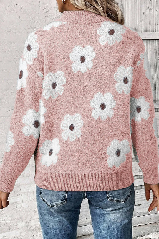 Bloom™ | Floral Half-Zip Sweater