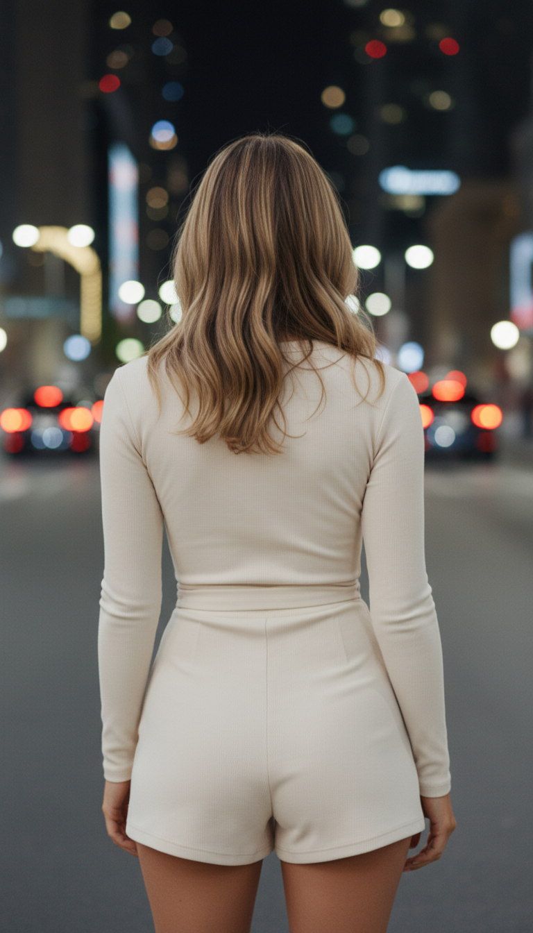 Long Sleeve Knit Romper – Struktur in Bewegung