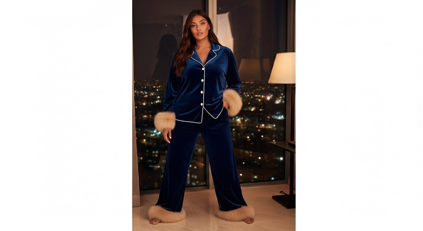Velvet Pyjama Set Navy – Ruhe in Form