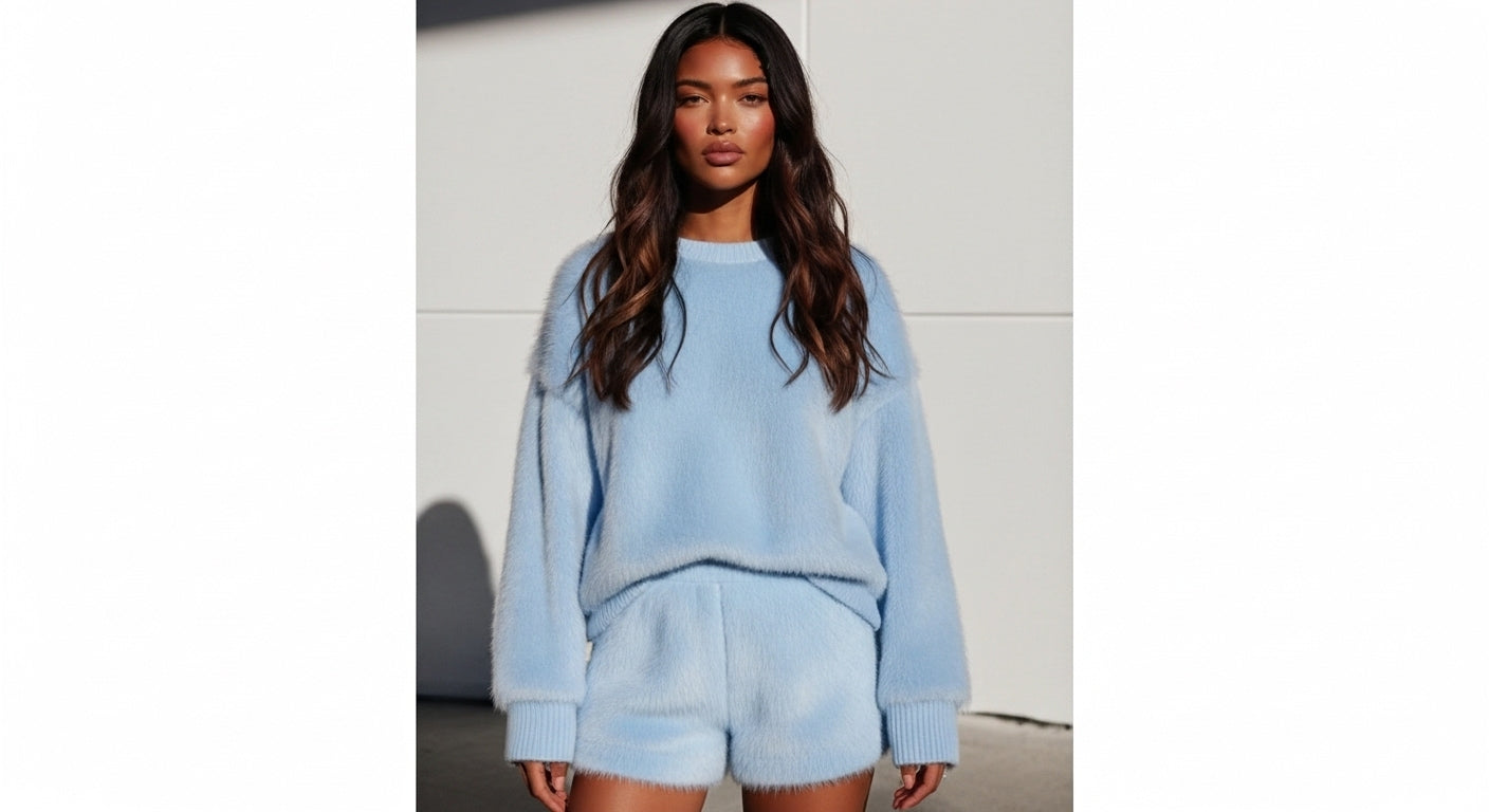 Premium Faux Fur Short Set – Weichheit mit Struktur