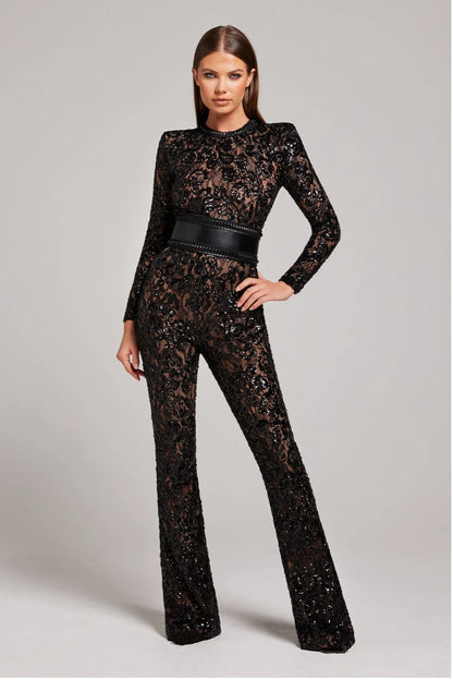 Tyla® | Midnight Lace Elegance Jumpsuit