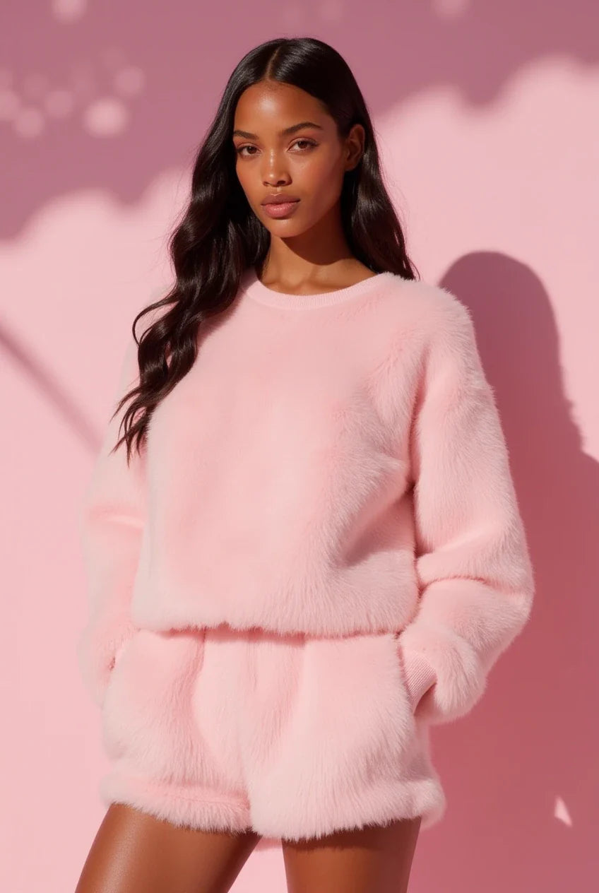 Premium Faux Fur Short Set – Weichheit mit Struktur