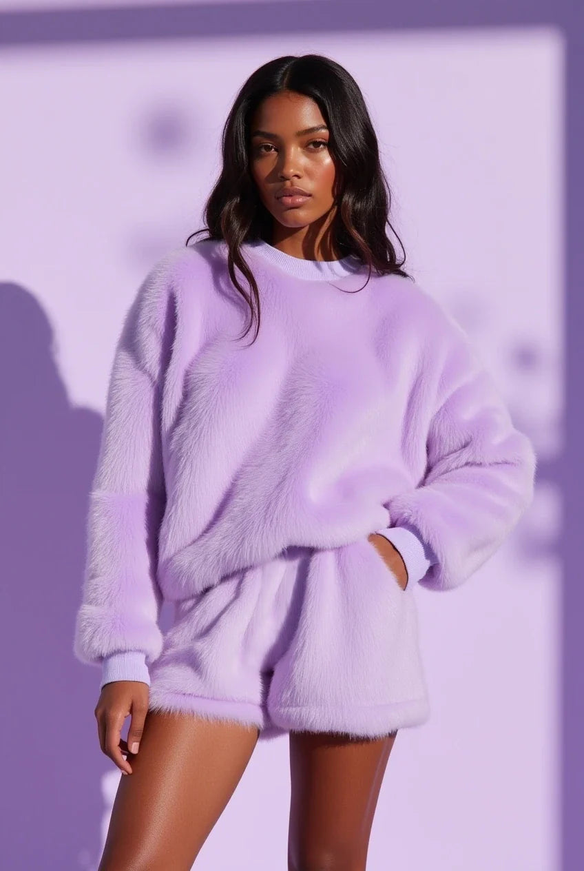 Premium Faux Fur Short Set – Weichheit mit Struktur