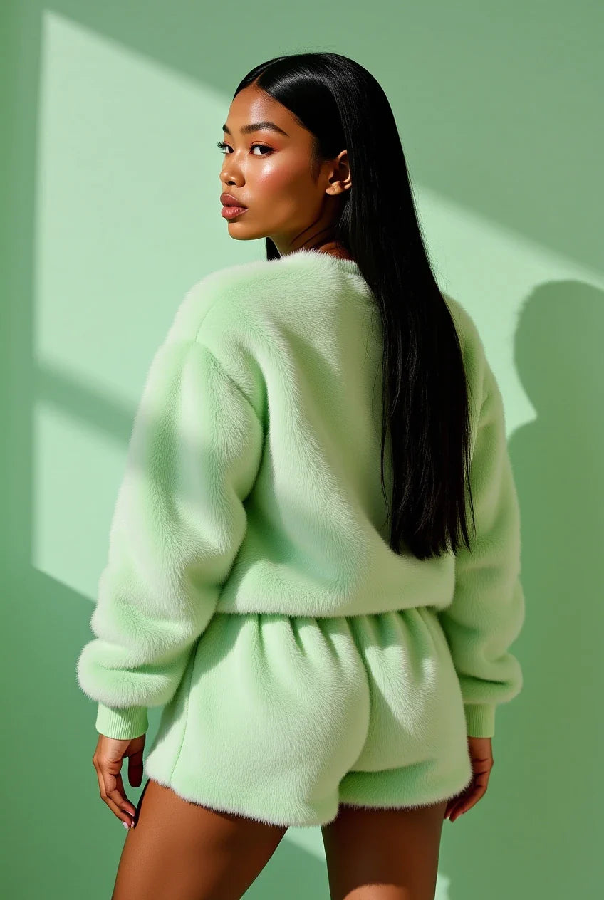 Premium Faux Fur Short Set – Weichheit mit Struktur