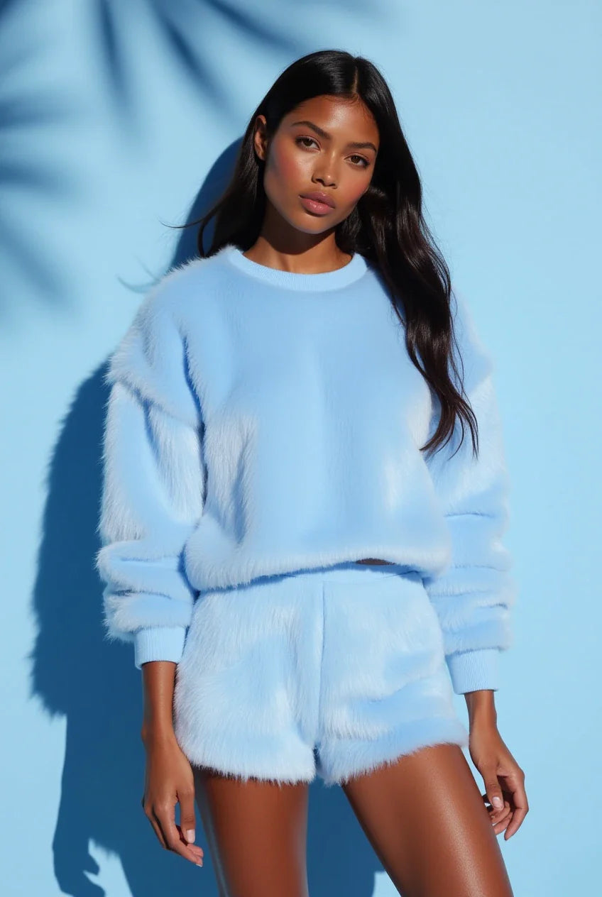 Premium Faux Fur Short Set – Weichheit mit Struktur